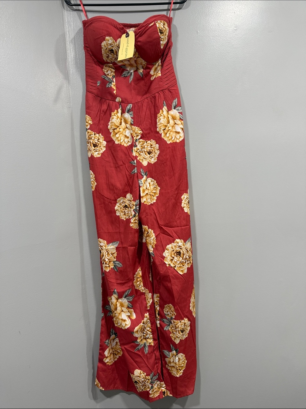 Band of Gypsies Floral Print Strapless Pantsuit Jumpsuit Size Small
